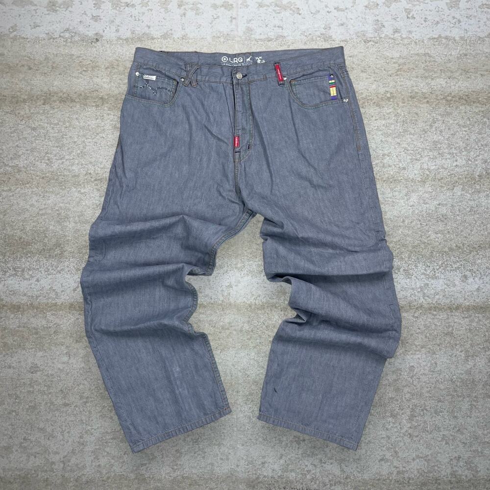Vintage Y2K LRG Skater Wide Leg Jeans 42x34 Baggy Smoke Grey Wash Denim Rap - Picture 2 of 5